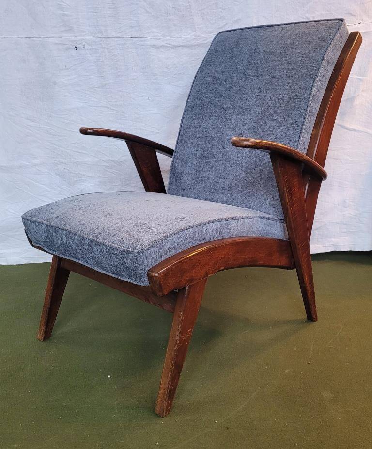 Scandinavian armchair in wood and fabric from the 50s