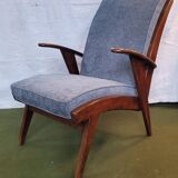 Scandinavian armchair in wood and fabric from the 50s