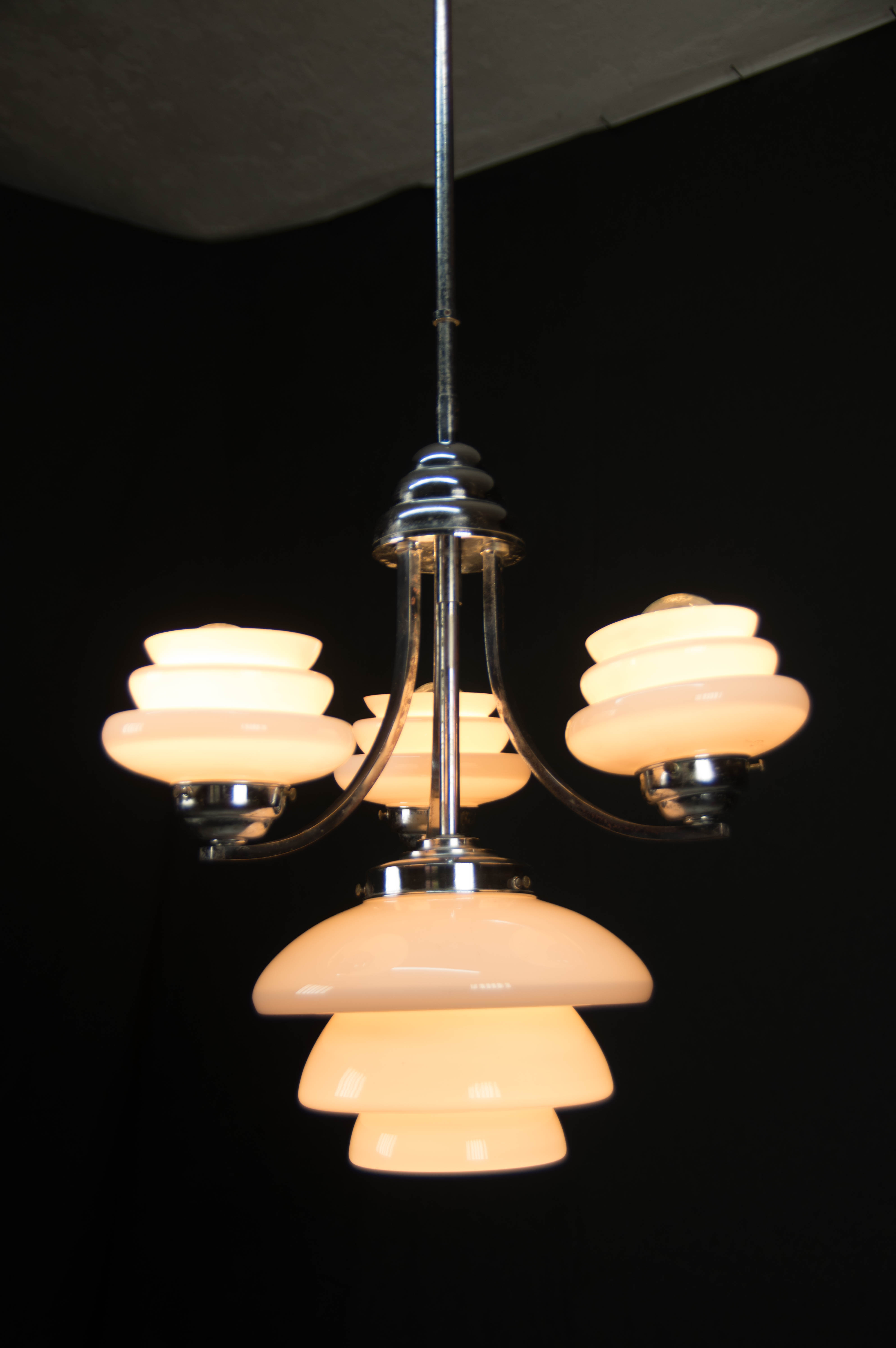 Pink art deco chandelier, 1930s