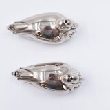Salt and pepper salt pepper metal silvery in the form of duck art deco style