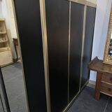 Bibliothèque design années 70 metal doré bois laqué