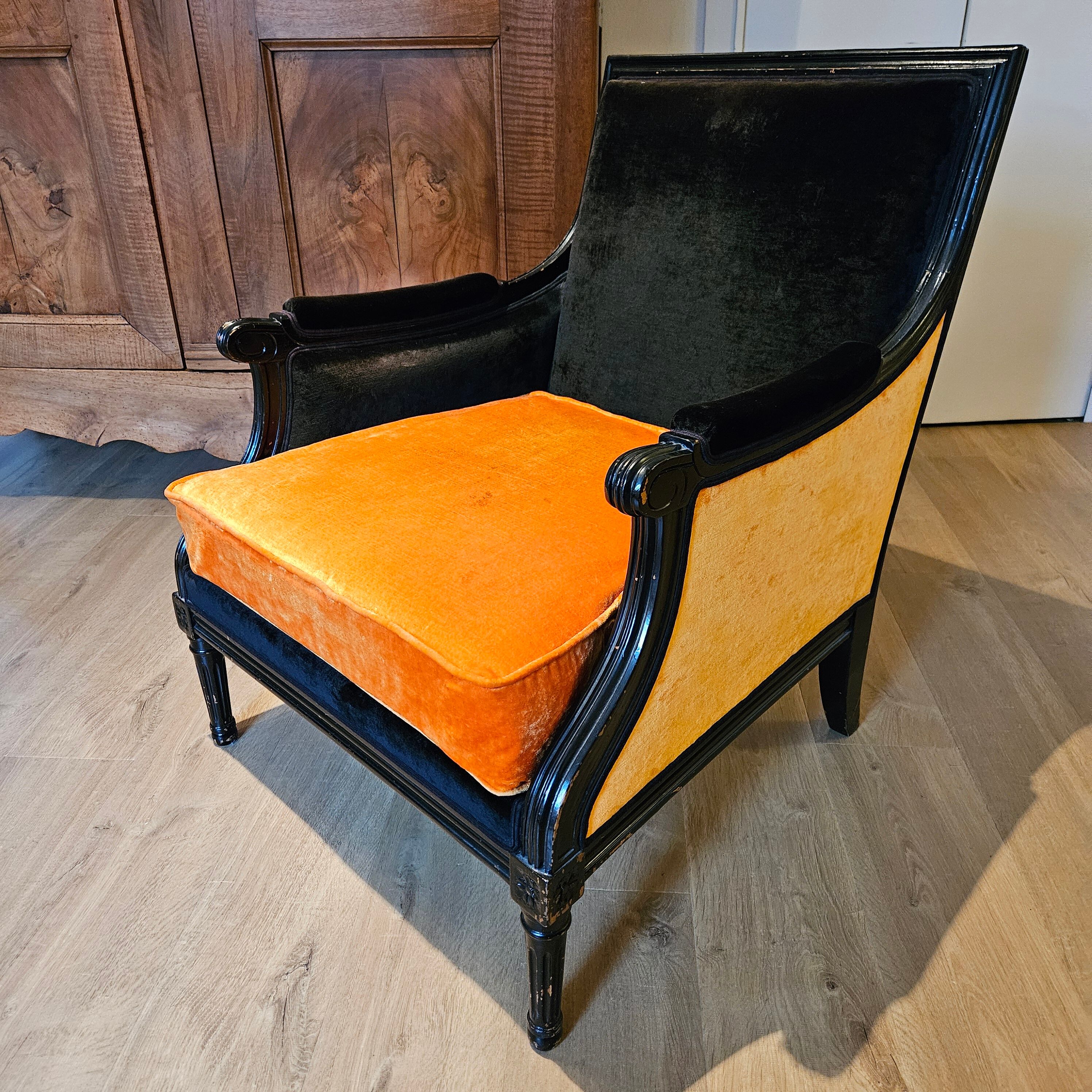 Pair of "Bergère" Empire armchairs