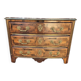 Louis xv 3-drawer chest of drawers in marquetry and bronze marble top