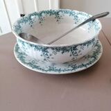 Salad bowl and rare serving dish in earthenware iron earth Saint Amand Hamage model Byzantium XIXth