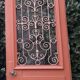 Entrance door 264x99cm old walnut oak wrought iron grille glass panel