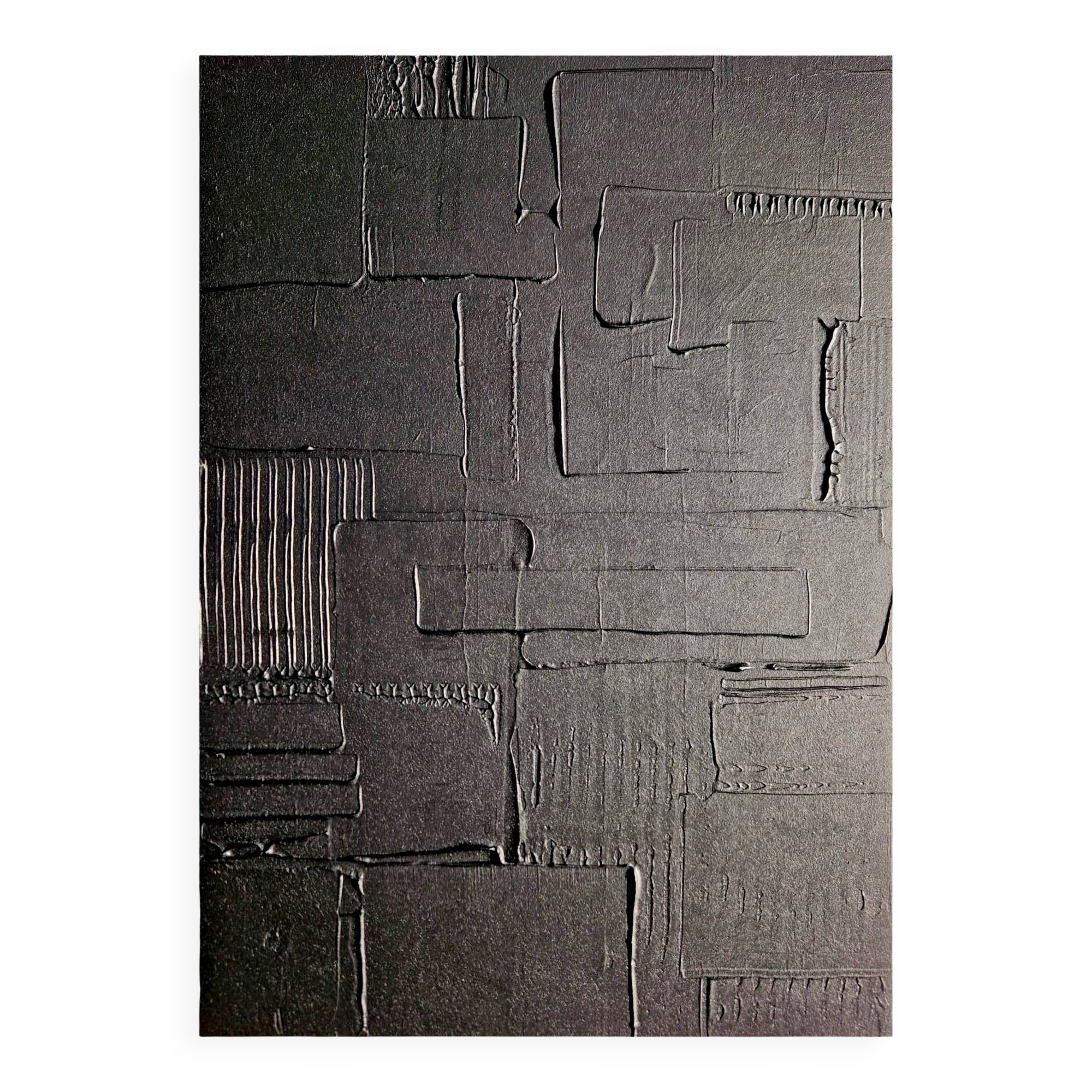 Minimalist monochrome abstract painting in black