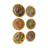 Ensemble de 6 assiettes à dessert- barbotine- Sarreguemines, décor fruits-années 1970