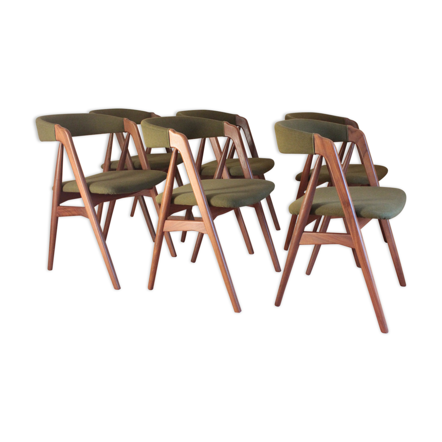 6 vintage Scandinavian chairs by Th. Harlev for Farstrup Mobler, Denmark 1950