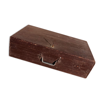 Antique wooden suitcase with lock and key
