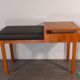 Norwegian entrance furniture in teak and black leather, 1960s