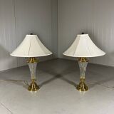 Lampes de table Hollywood Regency en cristal et laiton par Underwriters Laboratories Inc