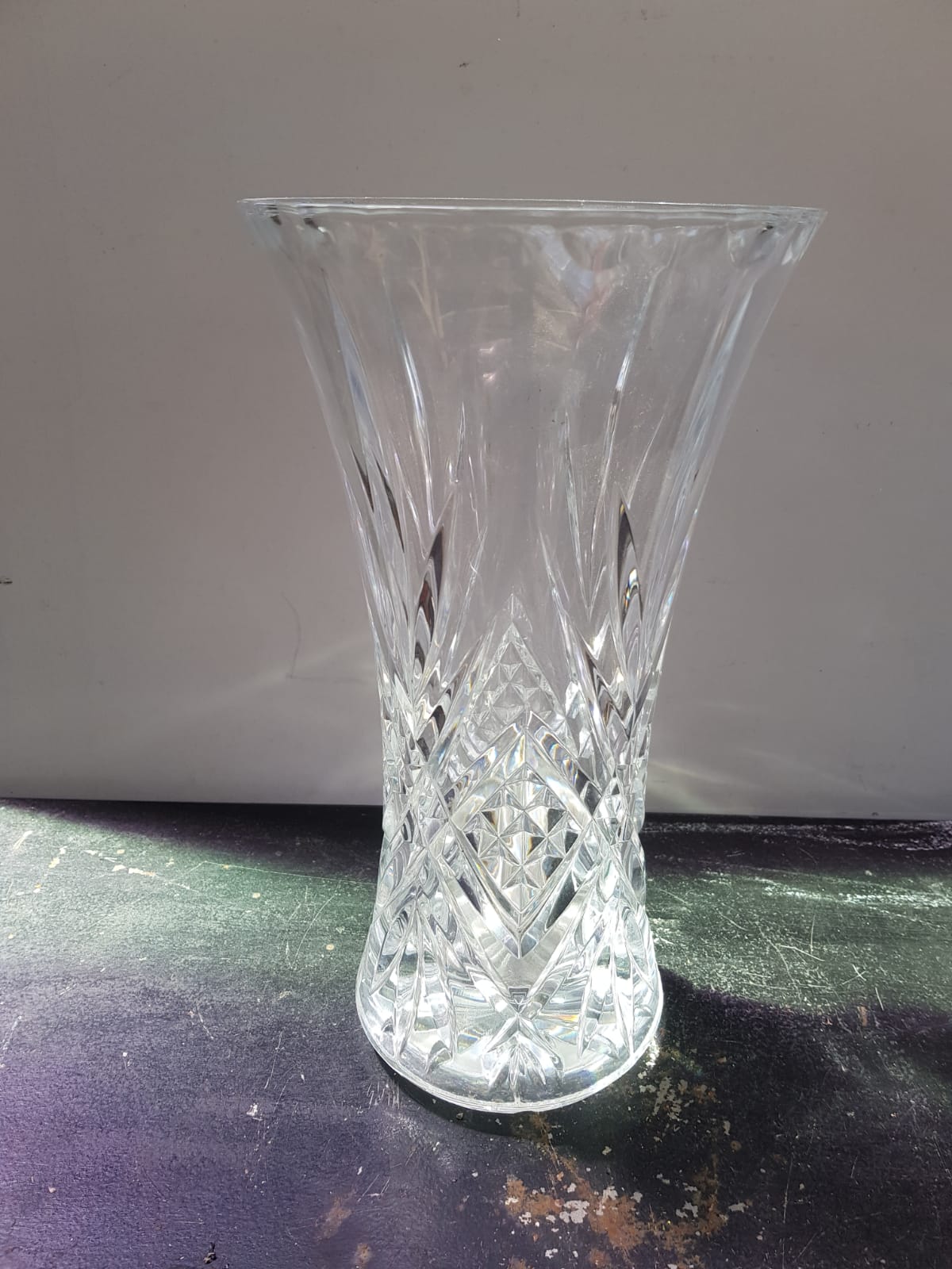 Old vase crystal carved decoration chisled vintage decoration
