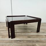 Vintage coffee table by Afra and Tobia Scarpa for Cassina with smoked glass