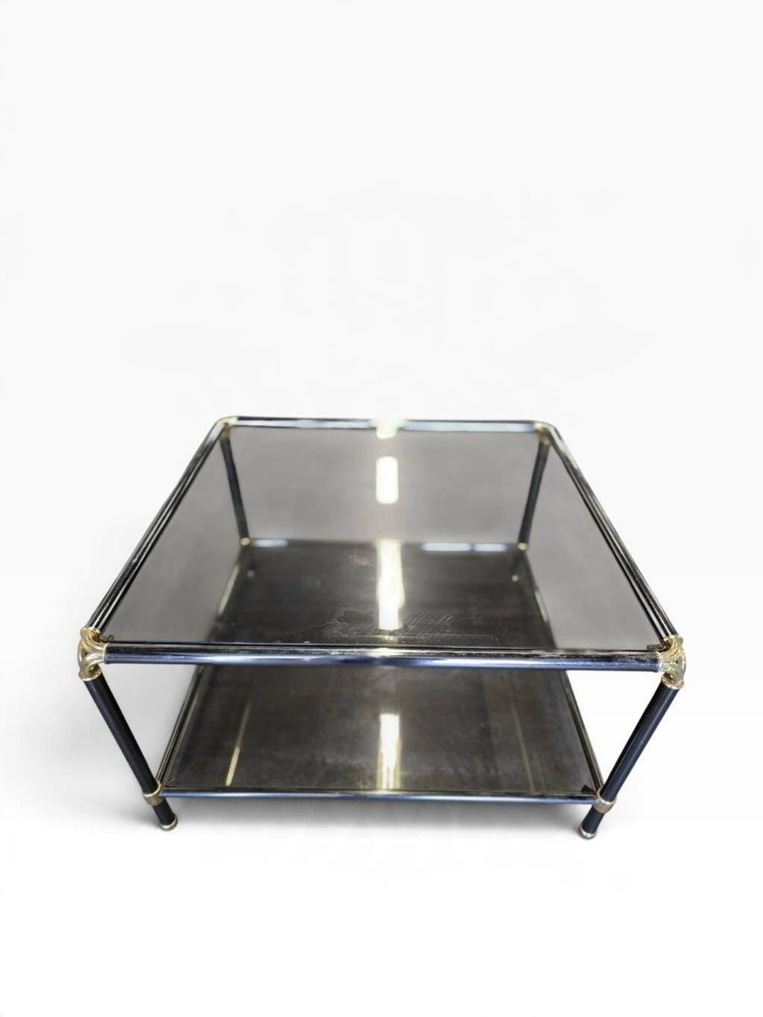 Table basse vintage en verre fumé