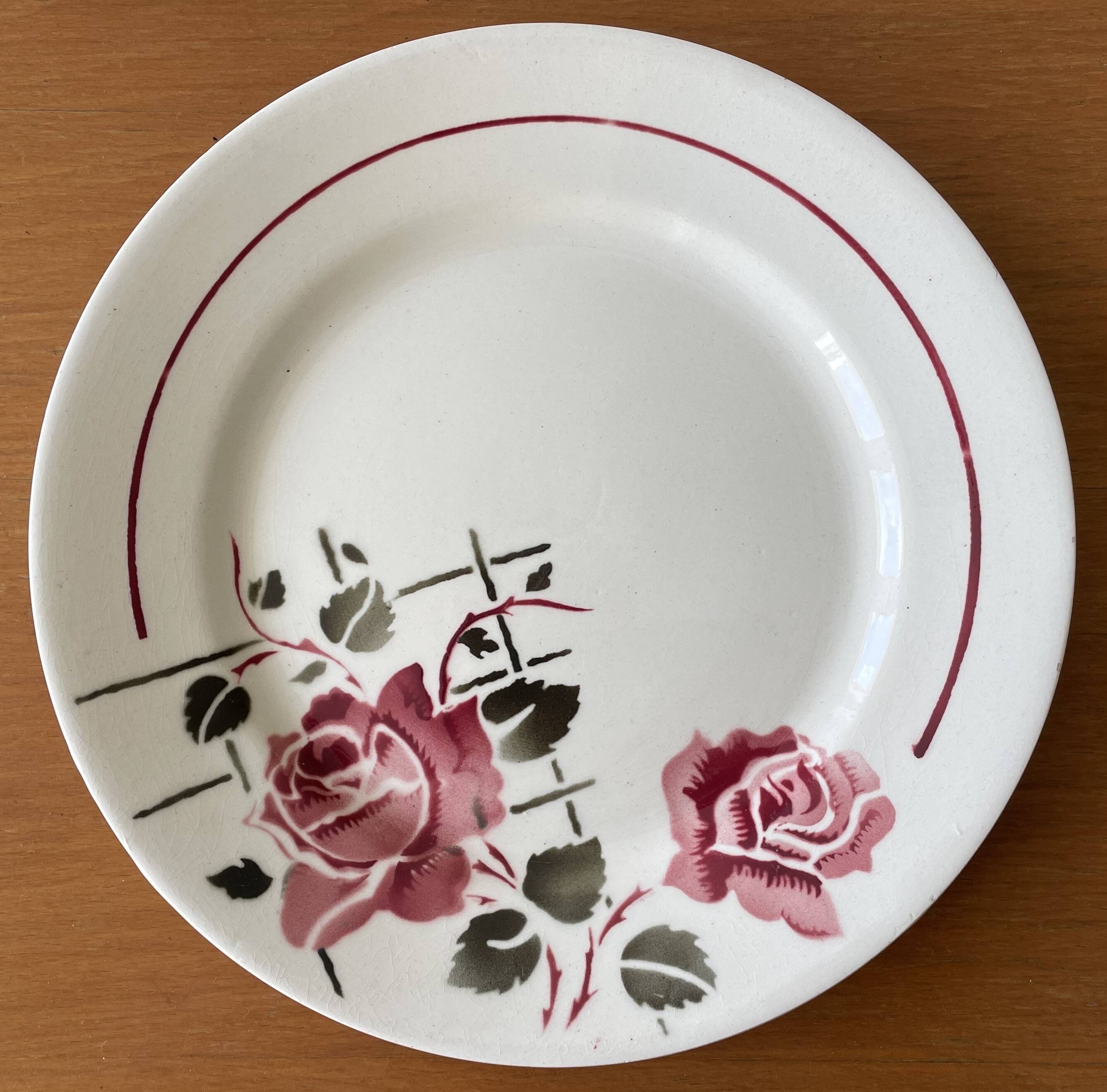 6 antique dessert plates in faience from badonviller