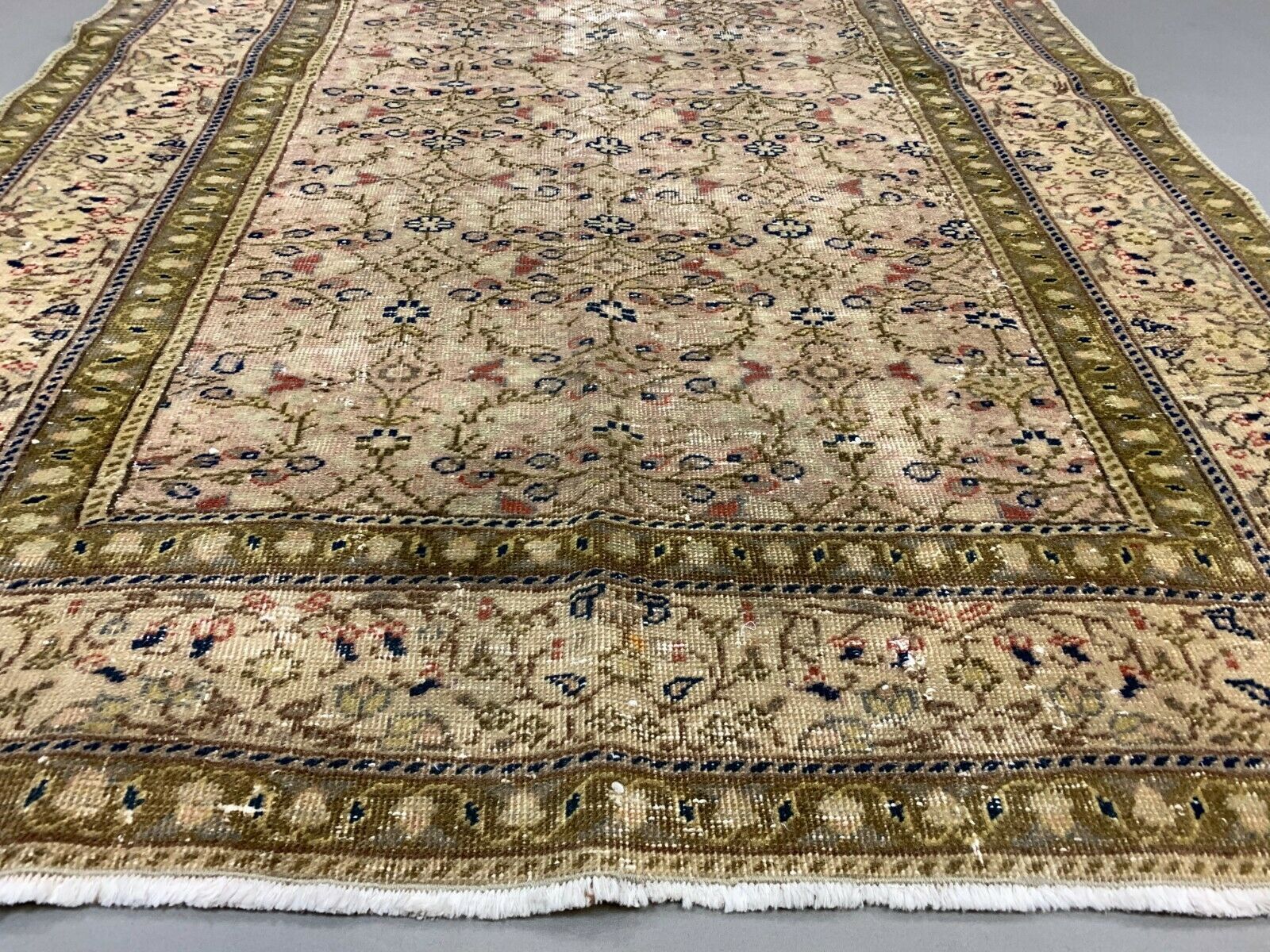 Distressed Turkish Rug 176x116 cm wool Vintage shabby Chic Tribal Brown, Beige