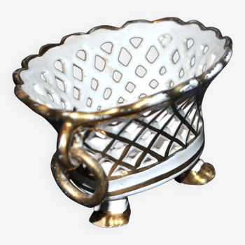 Openwork basket cup in malicorne earthenware by emile tessier - shuttle ring sizer