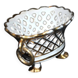 Openwork basket cup in malicorne earthenware by emile tessier - shuttle ring sizer