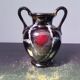Ancien vase à anses céramique noir col doré années 70 vintage