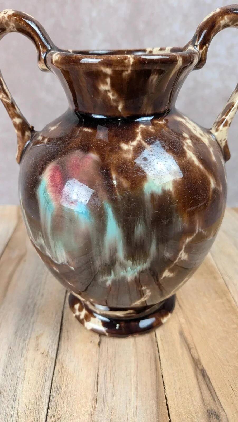 Small antique vase in glazed ceramic – handles –