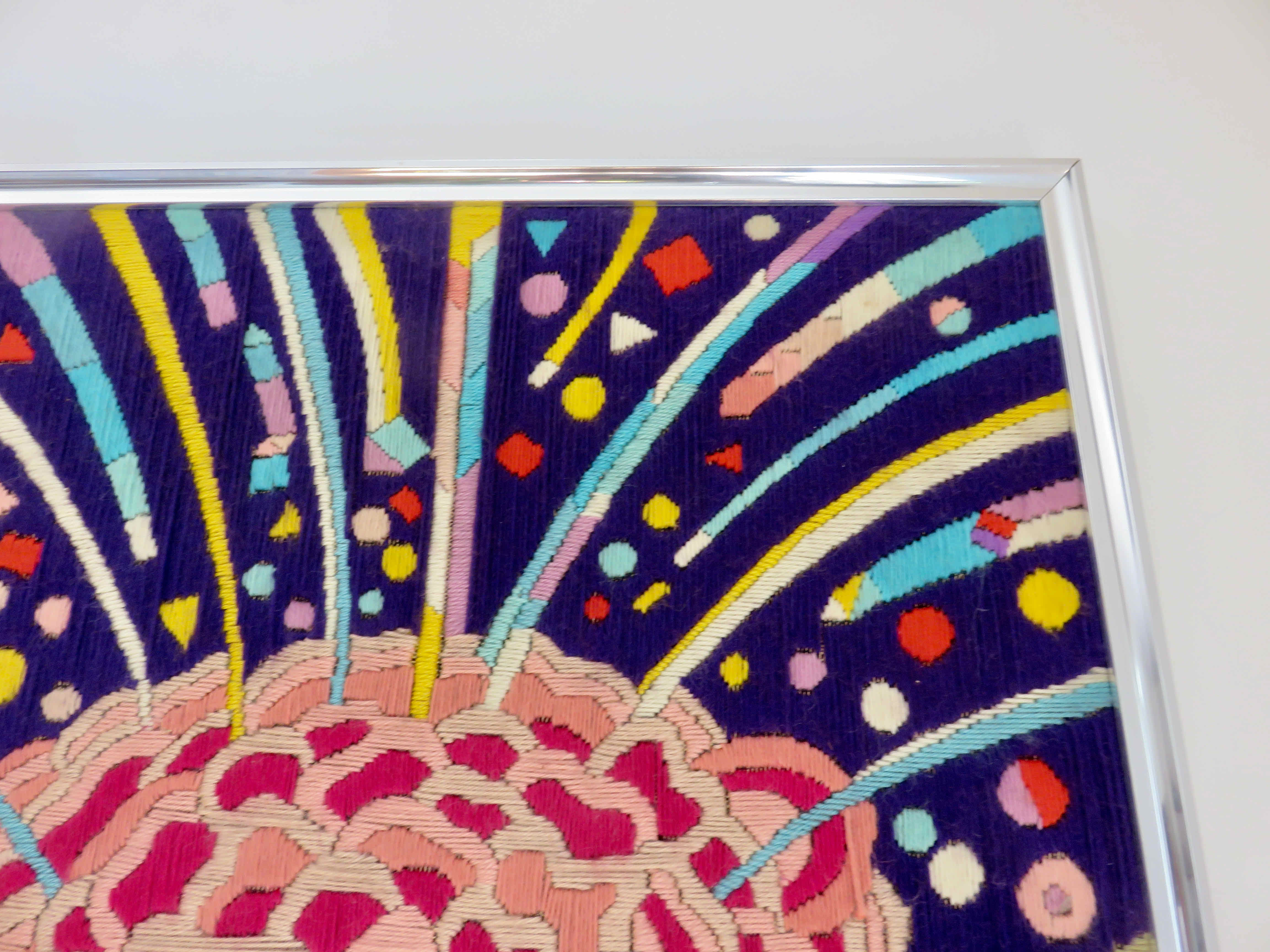 "Futuristic" wool tapestry, framed 70s