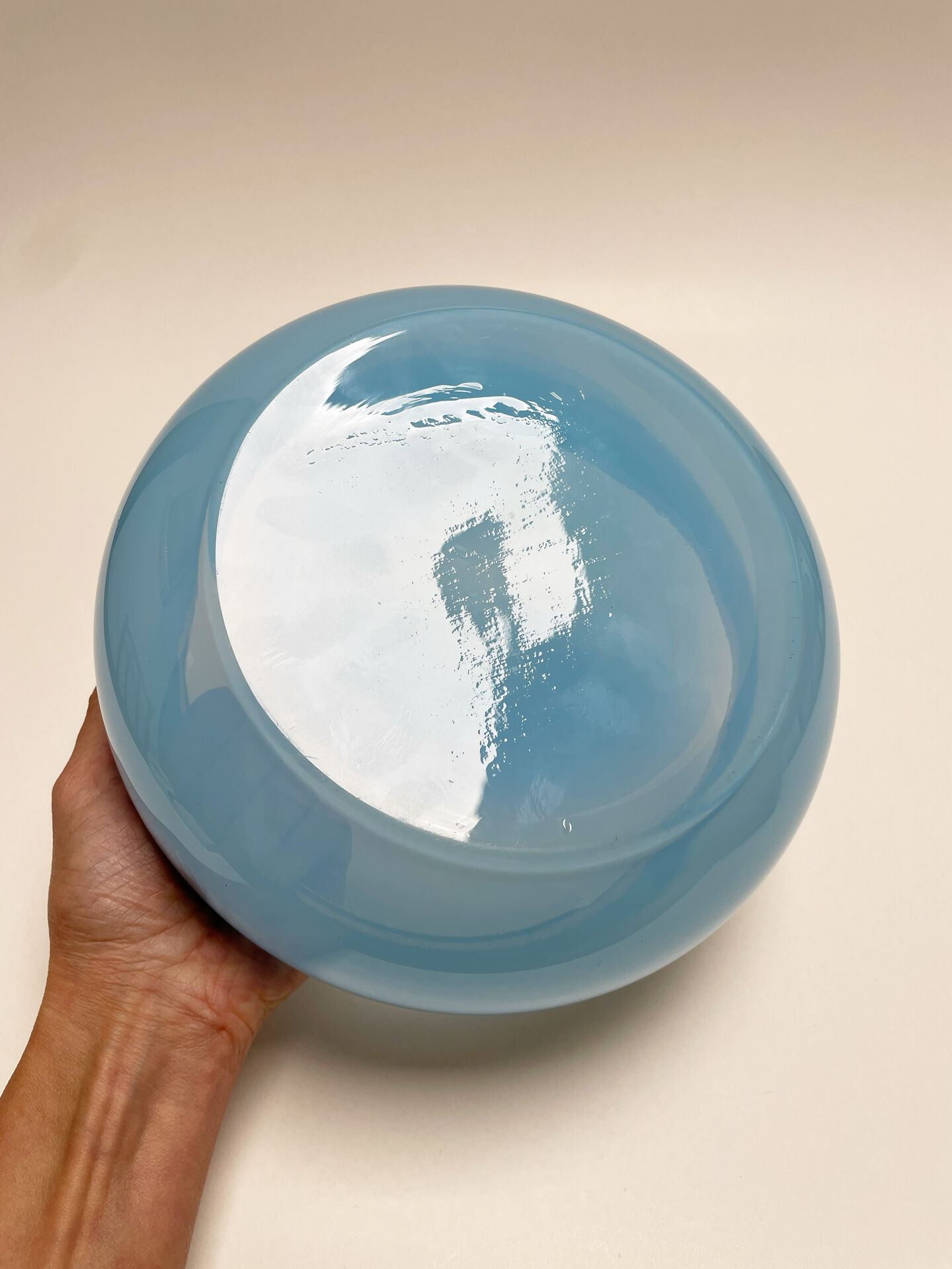Sky blue opaline glass bowl