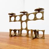 Brutalist metal candlestick from the mid-century by Heinz Goll