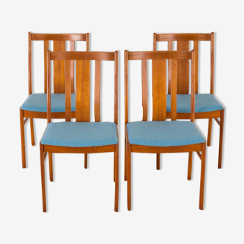 Chaises de salle à manger en teck danois et laine bleue 1970