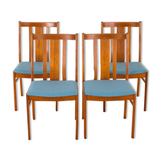 Mid-century danish teak & blue wool dining chairs 1970