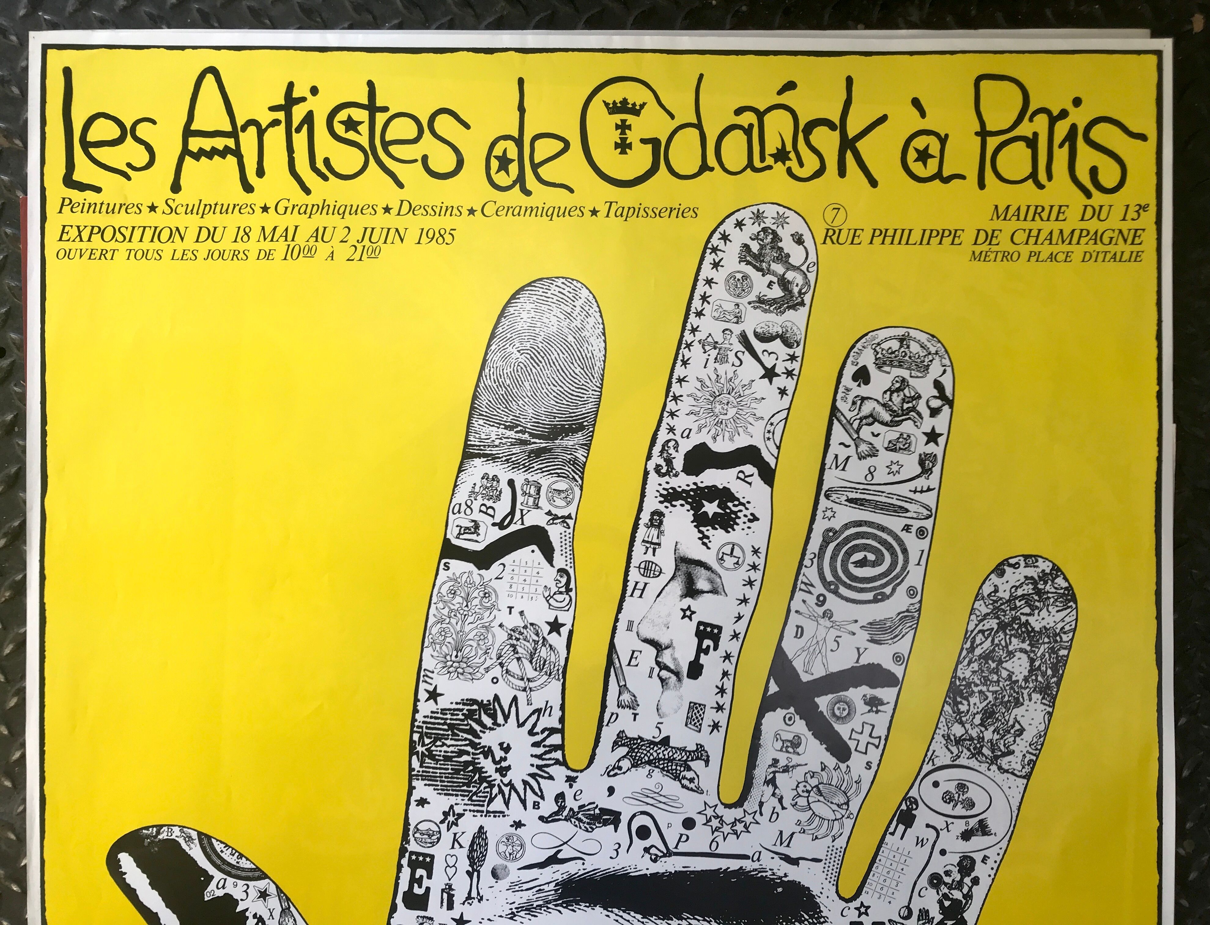 Original exhibition poster The artists of Gdansk in Paris, 1985 (large format)