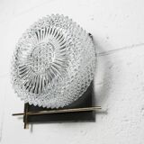 1960 wall light, black metal glass and gold brass rods