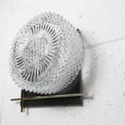 1960 wall light, black metal glass and gold brass rods