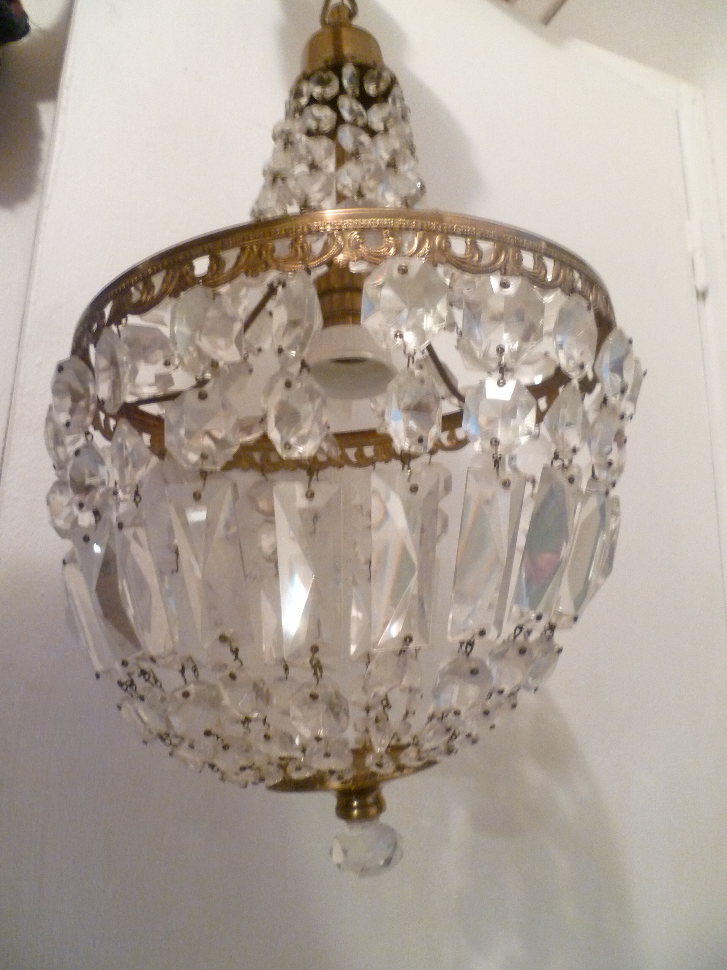 Chandelier ceiling lamp balloon grapevines glass & brass 1 fire