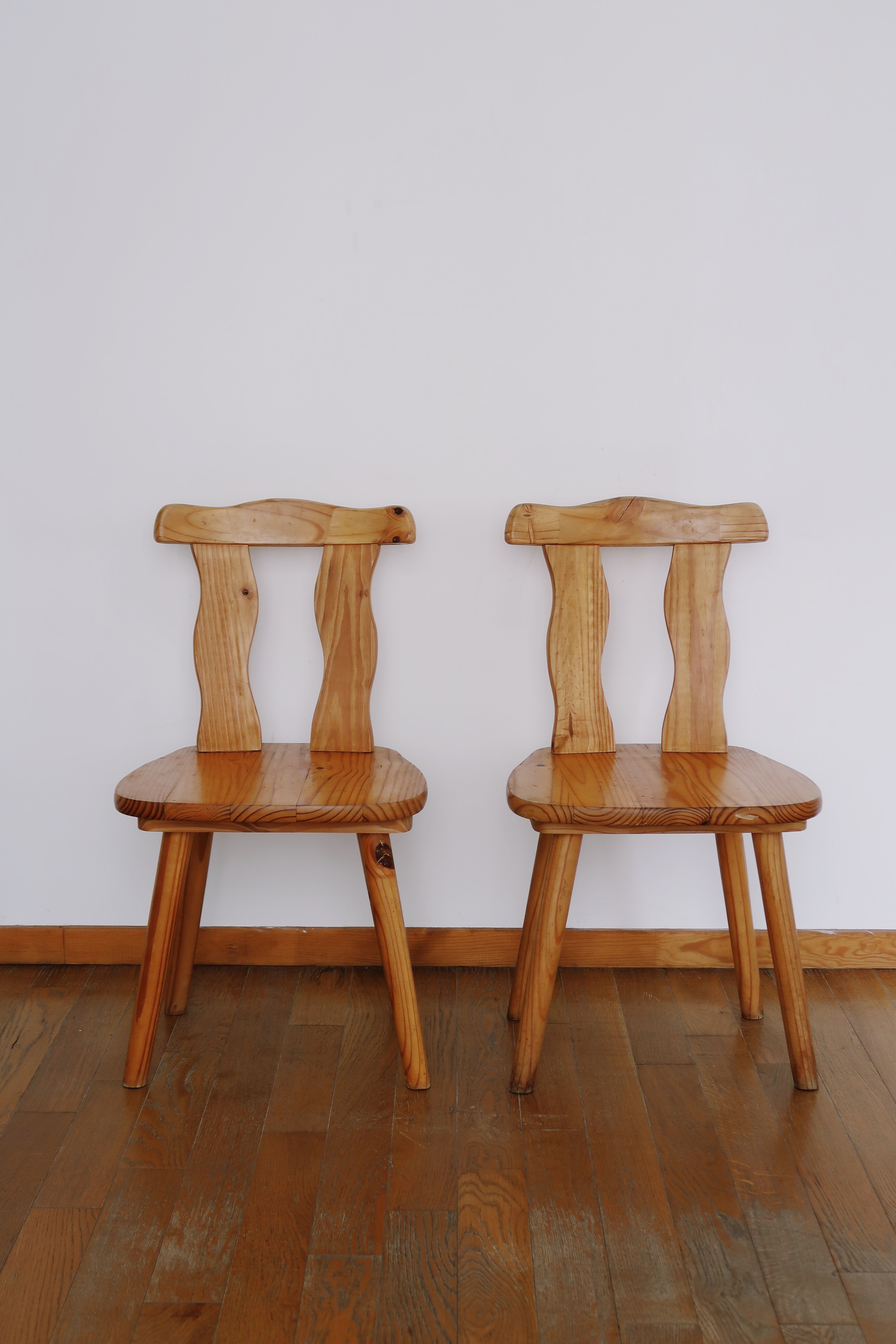 Pair of Scandinavian pine chairs