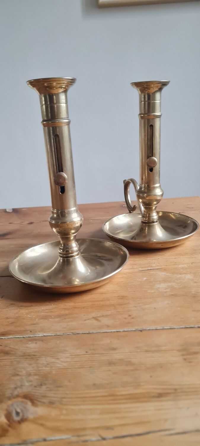 Pair of brass candle holders
