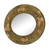 Oval mirror decorating hand-painted flowers - 60x70cm
