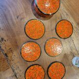 Under a painted wooden frame