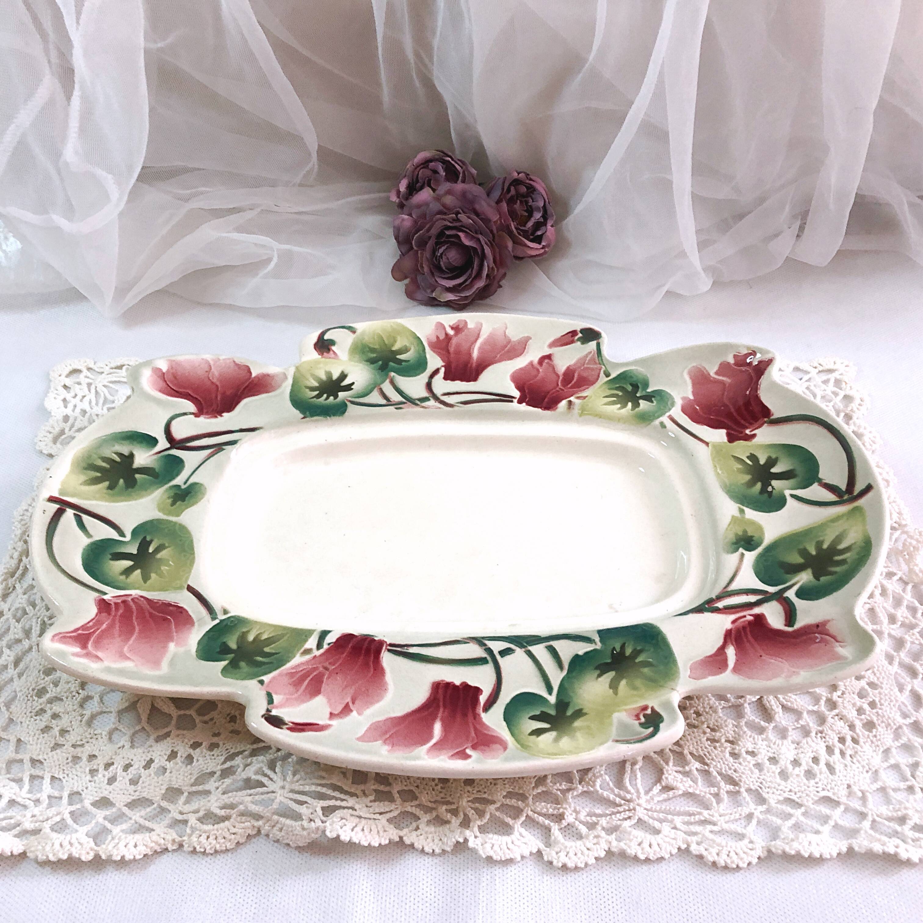 Large earthenware hollow dish KG Saint Clément France 36 cm