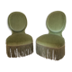 Paire de chauffeuses velours vert