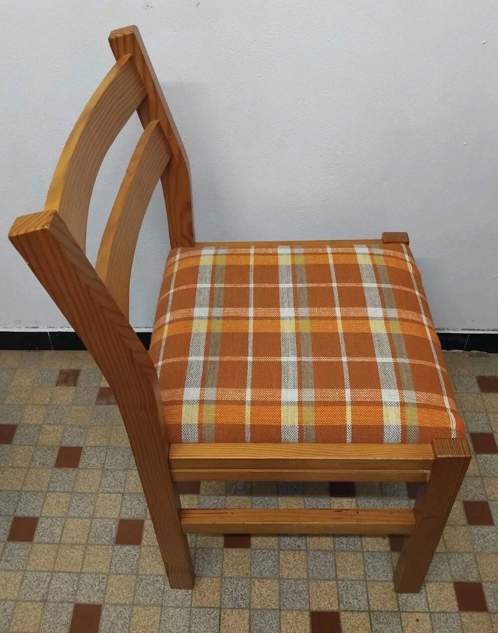 Pair of Vintage Wooden / Orange Fabric Chairs