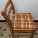 Pair of Vintage Wooden / Orange Fabric Chairs