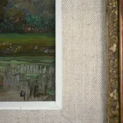 Washerwoman at the washhouse - Old oil painting signed Gilbert