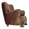 Années 1950-60, fauteuil relax danois, état d'origine, cuir, bois de chêne.