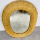 Oval rattan mirror 60s vintage 75 x 55 cm