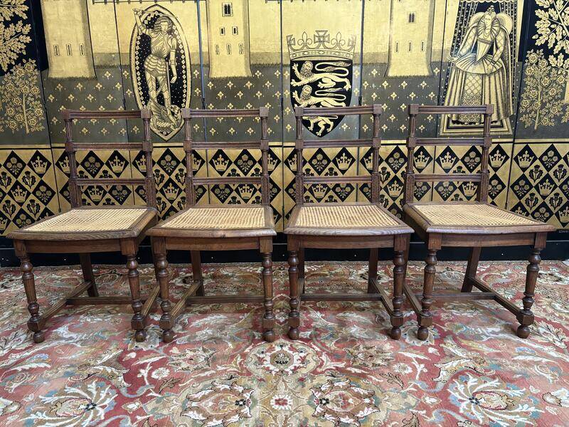 4 Louis XIII style caned chairs