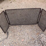 Shield fire with cast iron andirons