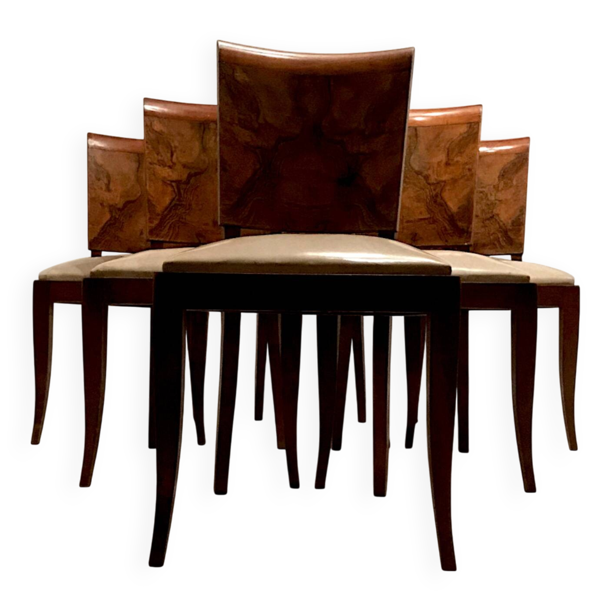 C. 1940 - Set of six Art Deco chairs - France
