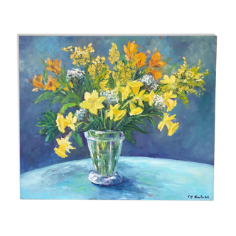 Peinture de bouquet de fleurs à l'huile