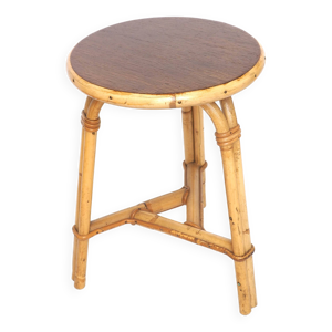 tabouret tripode rotin