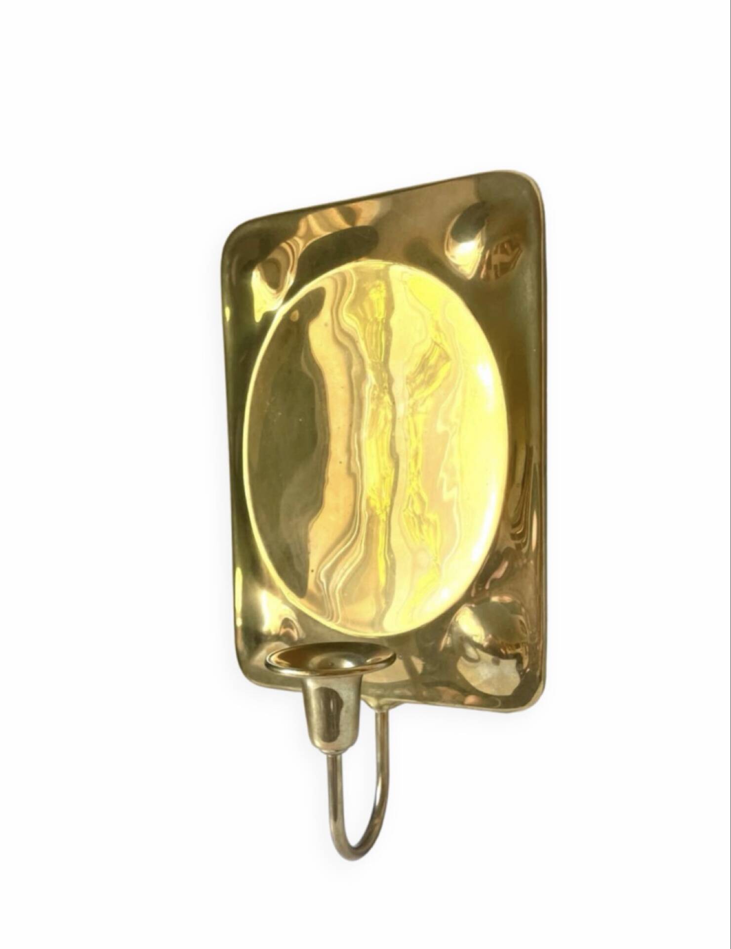 Vintage Scandinavian Brass Wall Candle holder Sconce height 28 cm